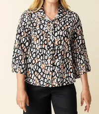 Habitat - Linen Circle Retro Swing Shirt - beige - button - down - shirts - clothing