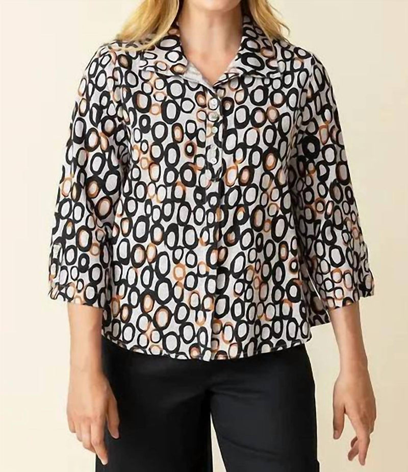 Habitat - Linen Circle Retro Swing Shirt - beige - button - down - shirts - clothing
