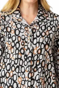 Habitat - Linen Circle Retro Swing Shirt - beige - button - down - shirts - clothing