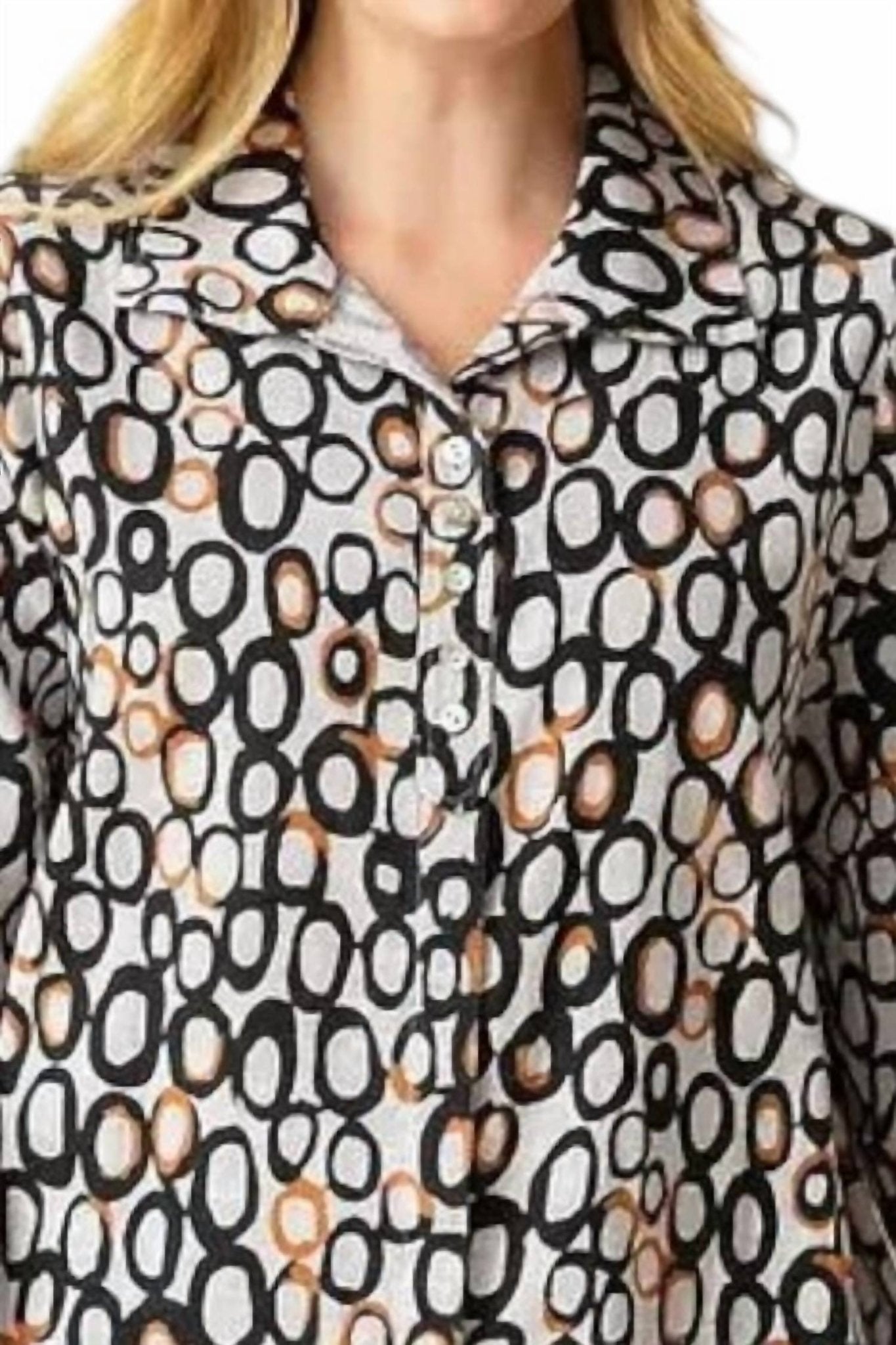 Habitat - Linen Circle Retro Swing Shirt - beige - button - down - shirts - clothing