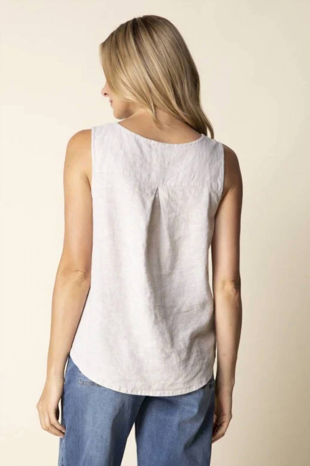 Habitat - Linen Pleat Back Button Tank Top