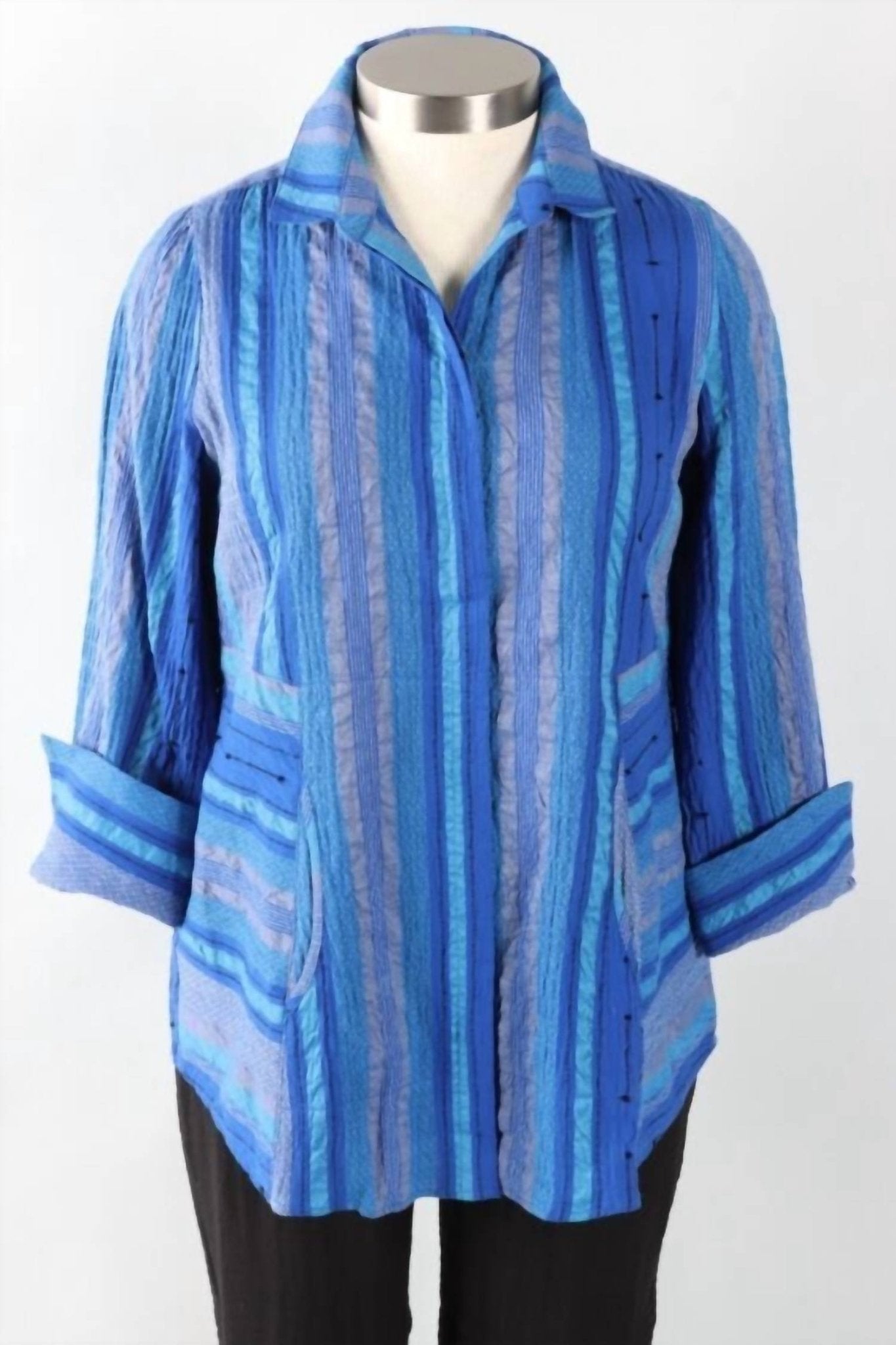 Habitat - Mod Jacquard Raglan Pocket Top - blue - button - down - shirts - clothing