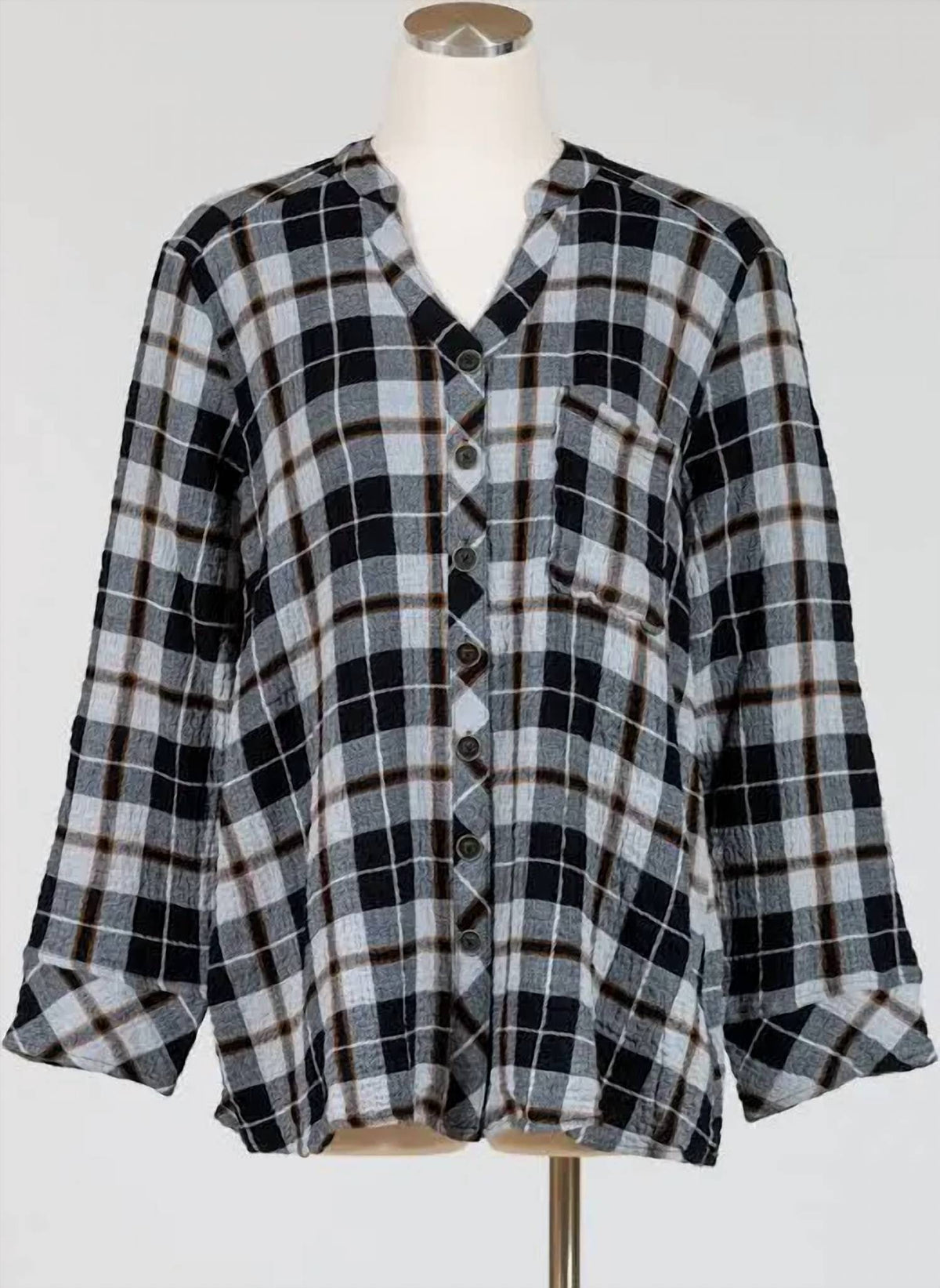 Habitat - Plaid Mandarin Collar Shirt
