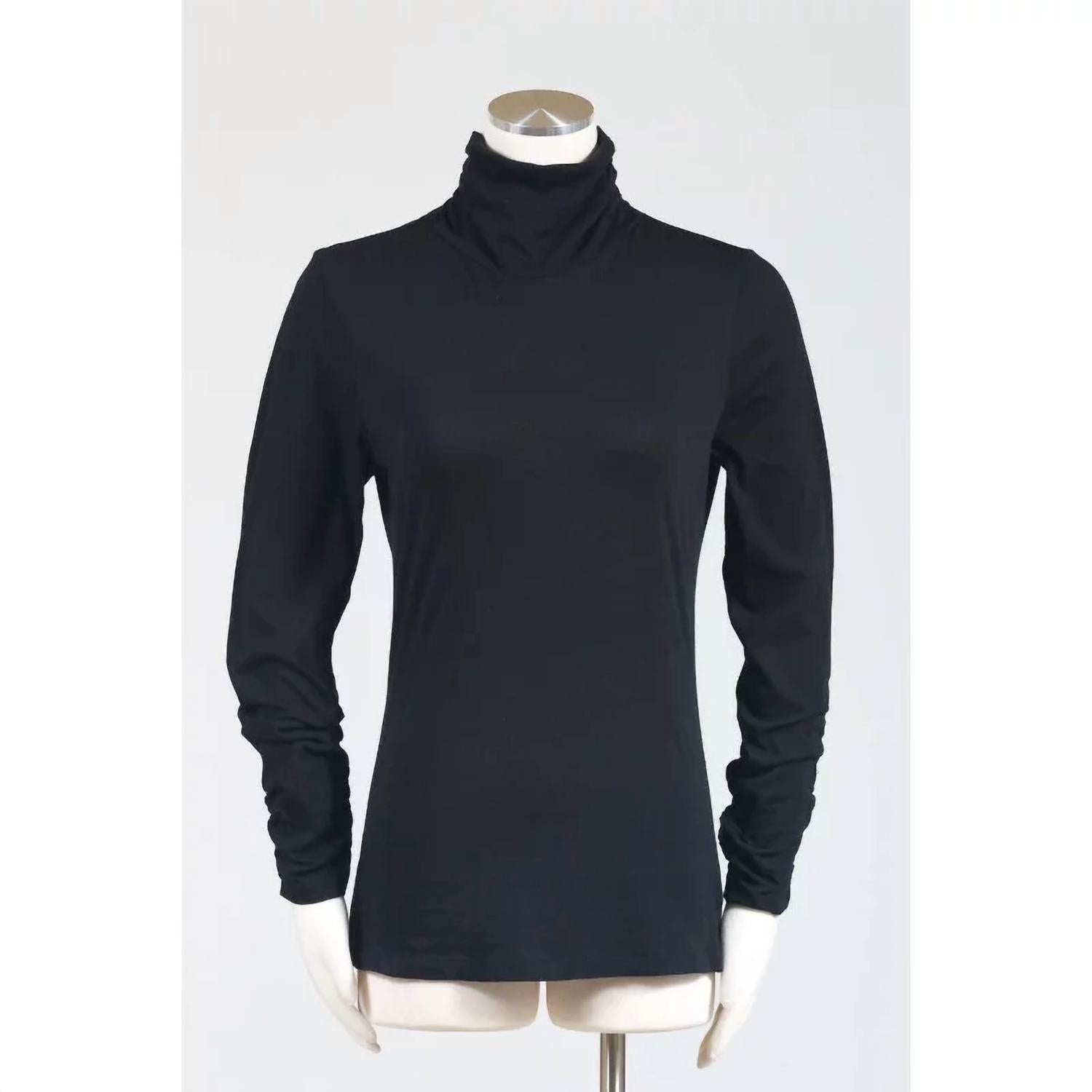 Habitat - Ruched Turtleneck Top - black - blouses - clothing