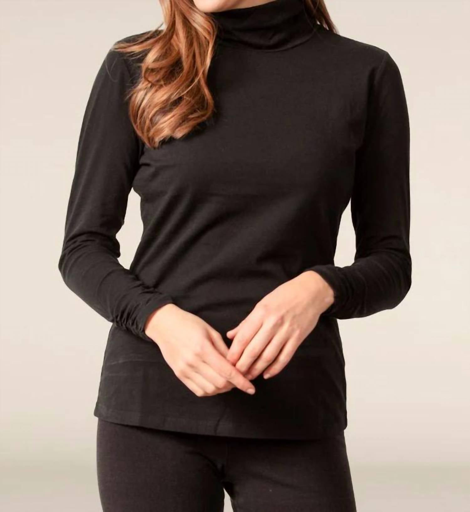 Habitat - Ruched Turtleneck Top - black - blouses - clothing