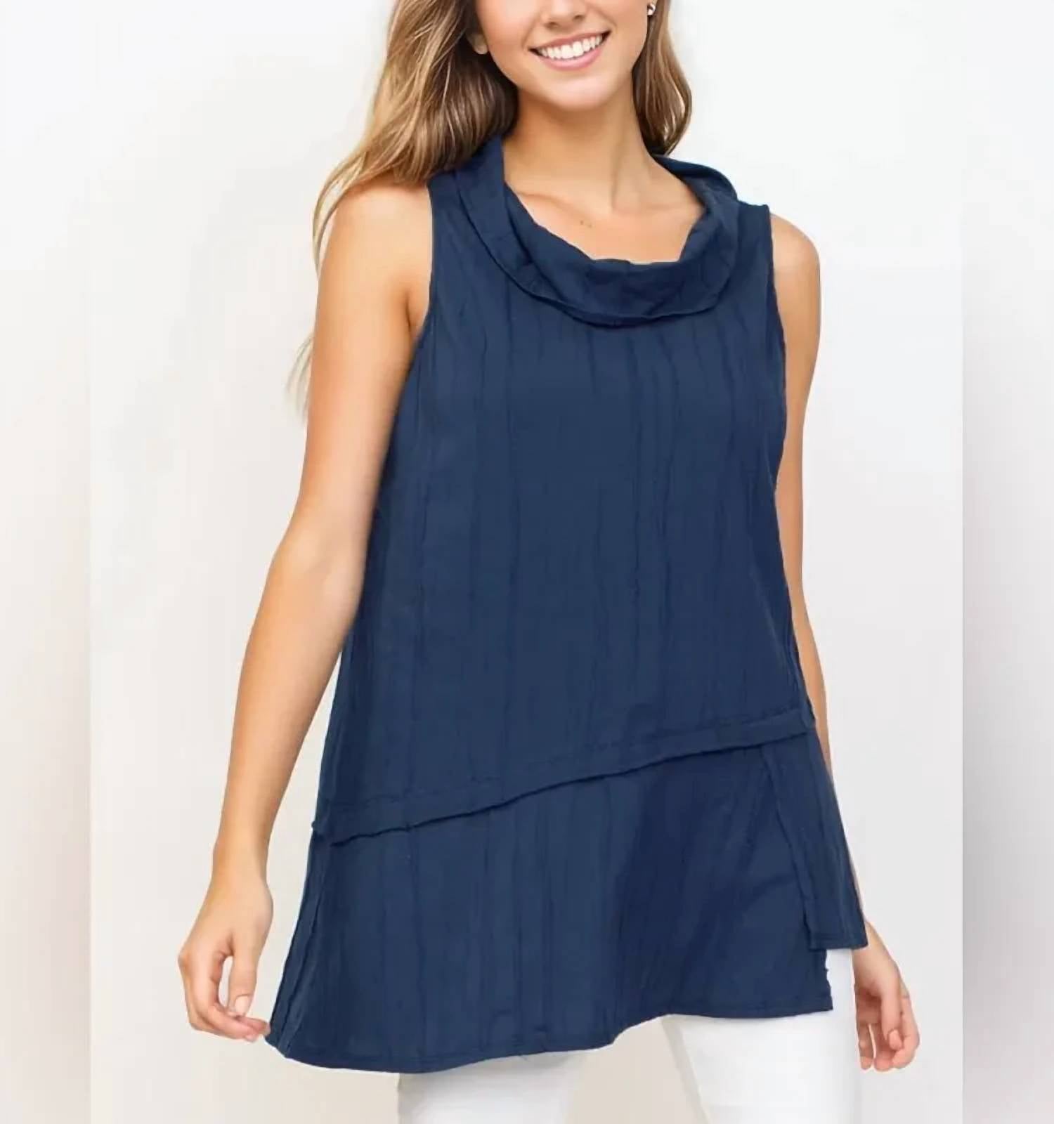 Habitat - Stepped Hem Cowl Top - blue - clothing - cotton - blend