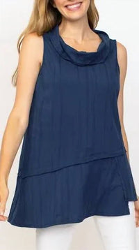 Habitat - Stepped Hem Cowl Top - blue - clothing - cotton - blend