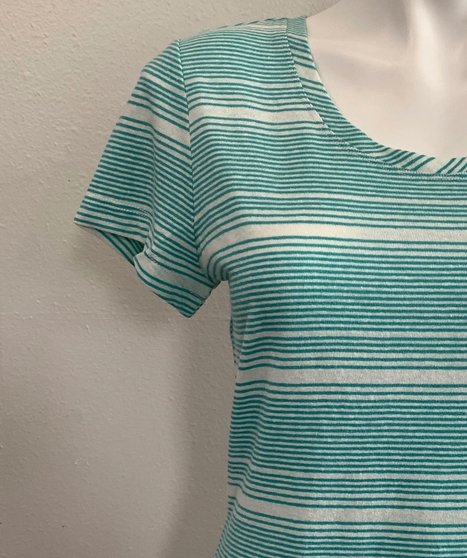 Habitat - Stripe Cap Sleeve Tee - clothing - green - linen - blend