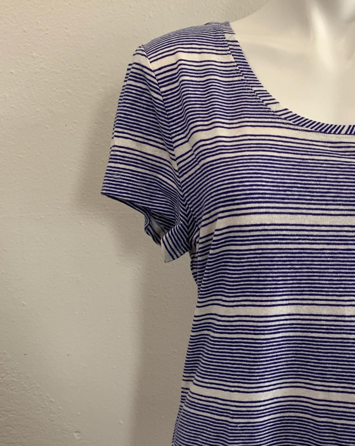 Habitat - Stripe Cap Sleeve Tee - blue - clothing - linen - blend