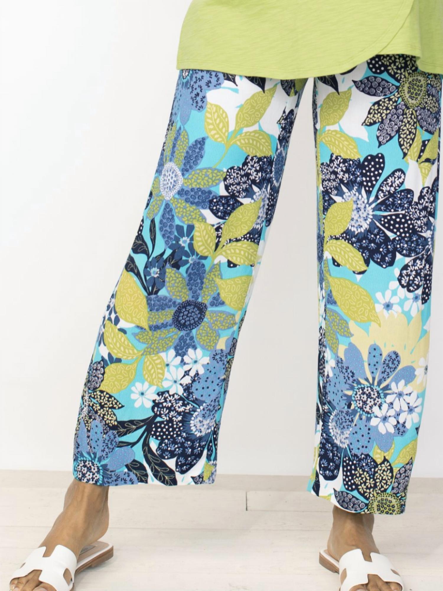 Habitat - Vintage Mixed Print Flood Pant - clothing - floral - green