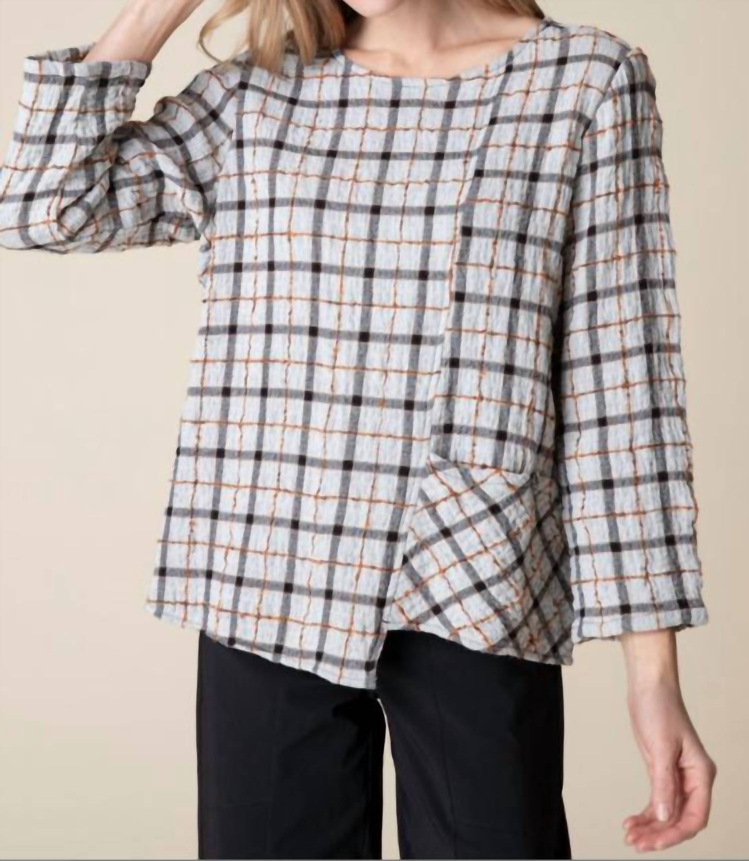 Habitat - Windowpane Plaid Top - blouses - clothing - cotton - blend