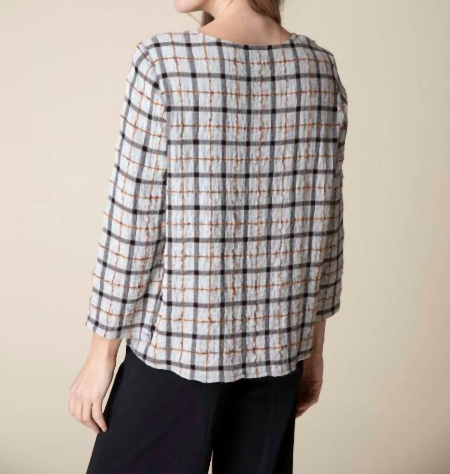 Habitat - Windowpane Plaid Top - blouses - clothing - cotton - blend