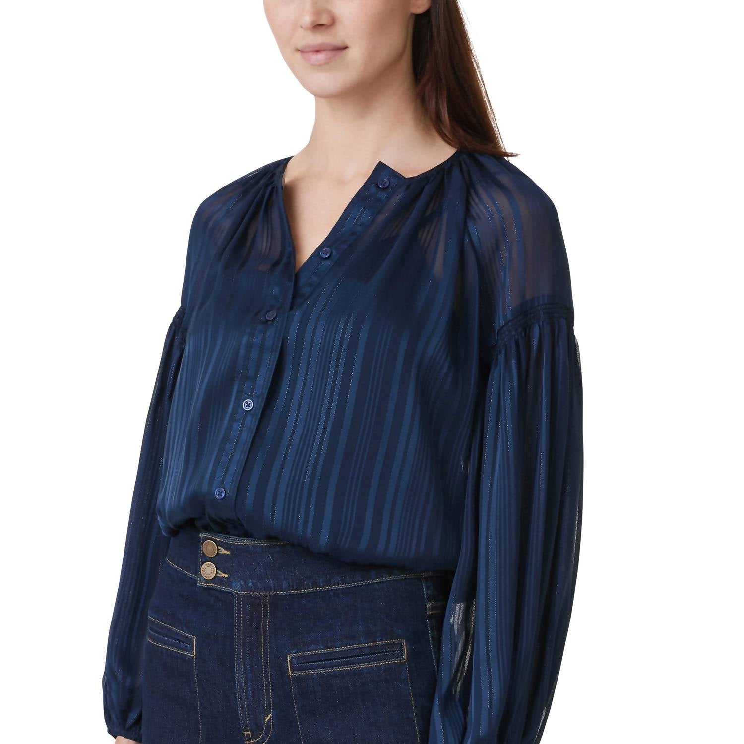 Habitual - Balloon Sleeve Blouse - blouses - blue - clothing