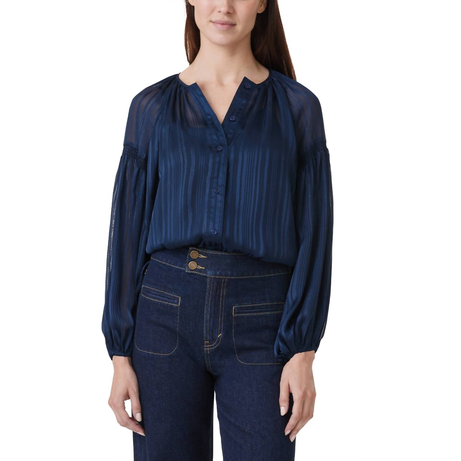 Habitual - Balloon Sleeve Blouse - blouses - blue - clothing