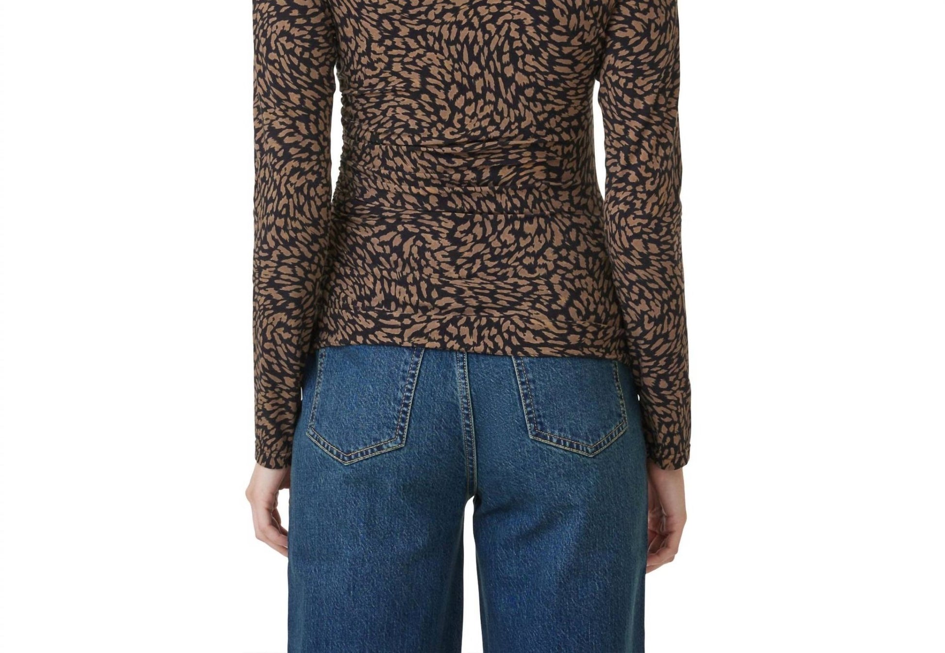 Habitual - Funnel Neck Long Sleeve Top - blouses - brown - clothing