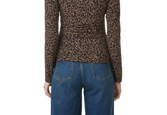 Habitual - Funnel Neck Long Sleeve Top - blouses - brown - clothing