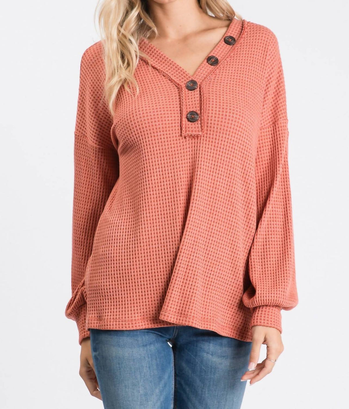 Hailey & Co - Long Sleeve Waffle Top