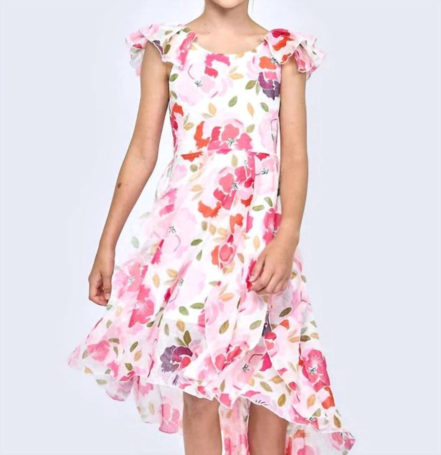 Hannah Banana - Girl's High Low Hem Midi Dress - clothing - dresses - floral