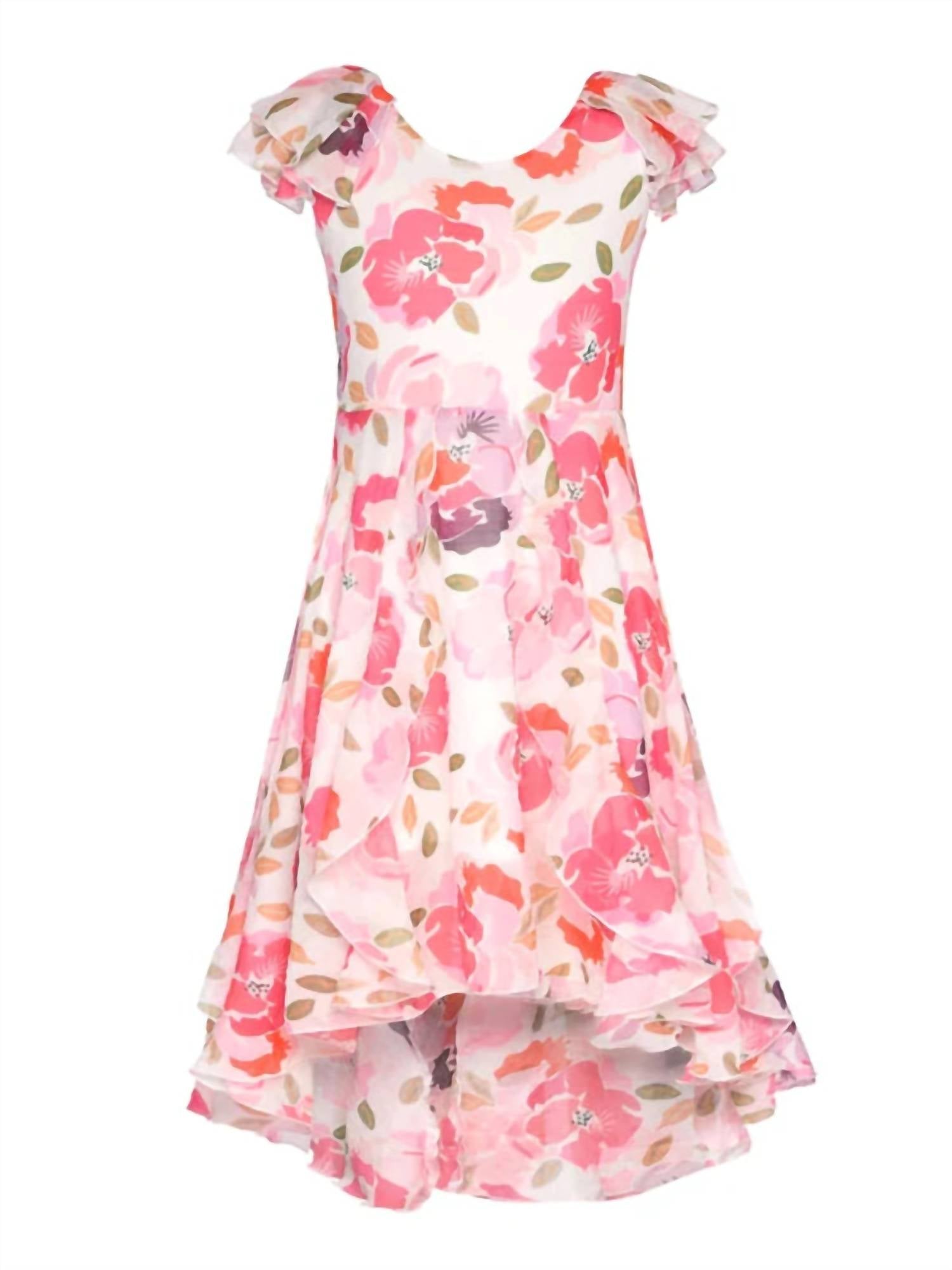 Hannah Banana - Girl's High Low Hem Midi Dress - clothing - dresses - floral
