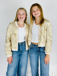 Hannah Banana - Girl's Sequin Embroidered Bomber Jacket - gold - 