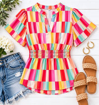 Haptics - Check Me Out Smocked Top