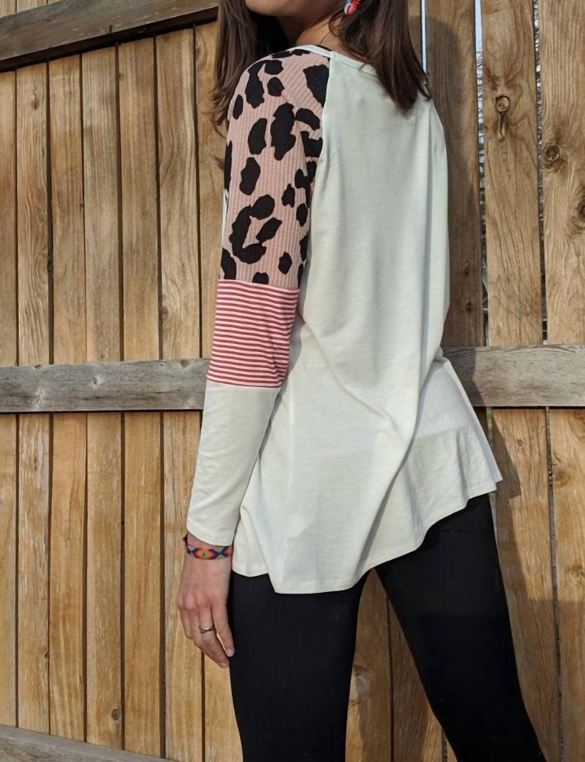 Haptics - Long Sleeve Leopard Color Block