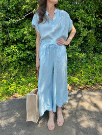 Haris Cotton - Linen Shirt - blue - button - down - shirts - clothing