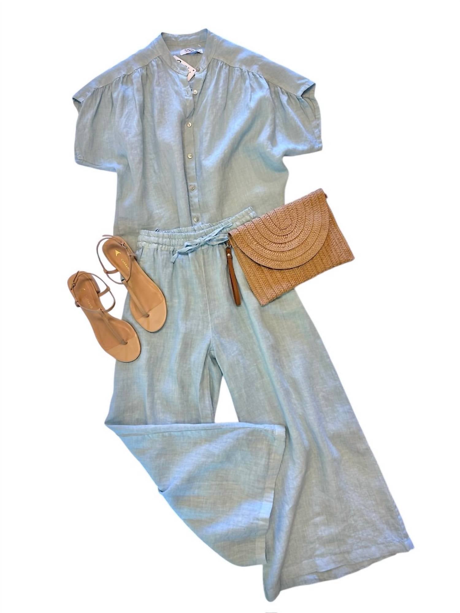 Haris Cotton - Linen Shirt - blue - button - down - shirts - clothing
