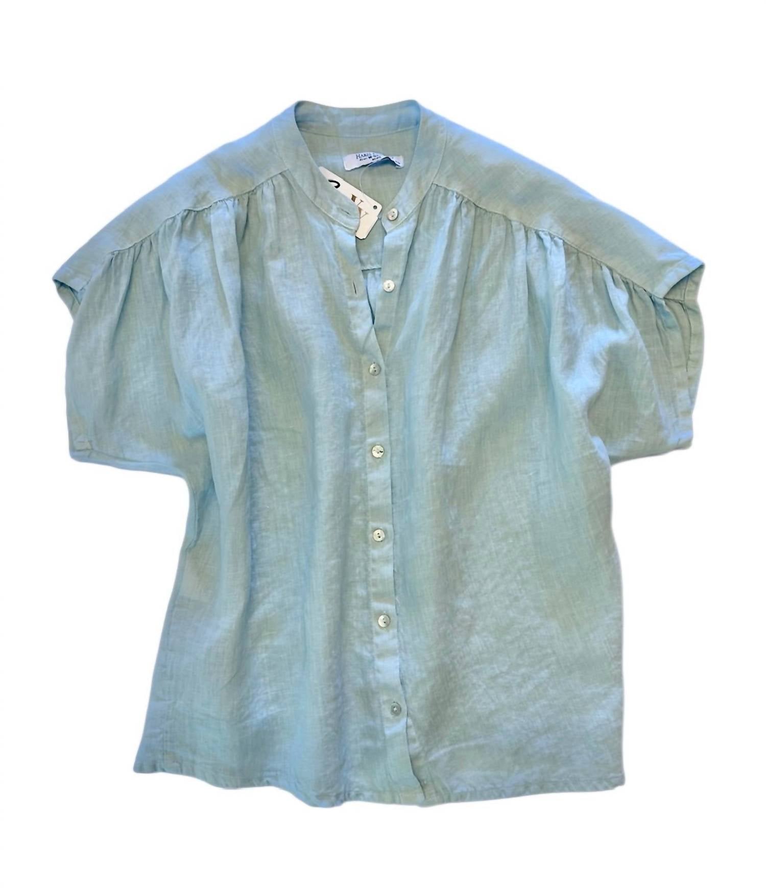 Haris Cotton - Linen Shirt - blue - button - down - shirts - clothing