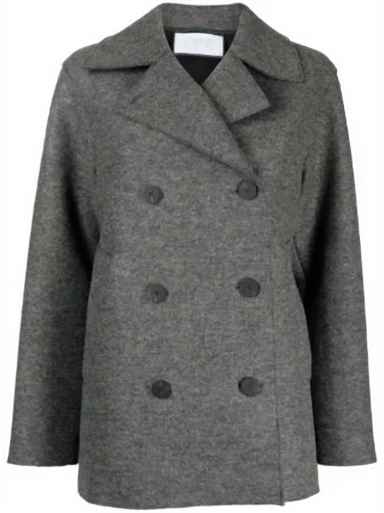 Harris Wharf - Felted Pea Coat - blazers - clothing - grey