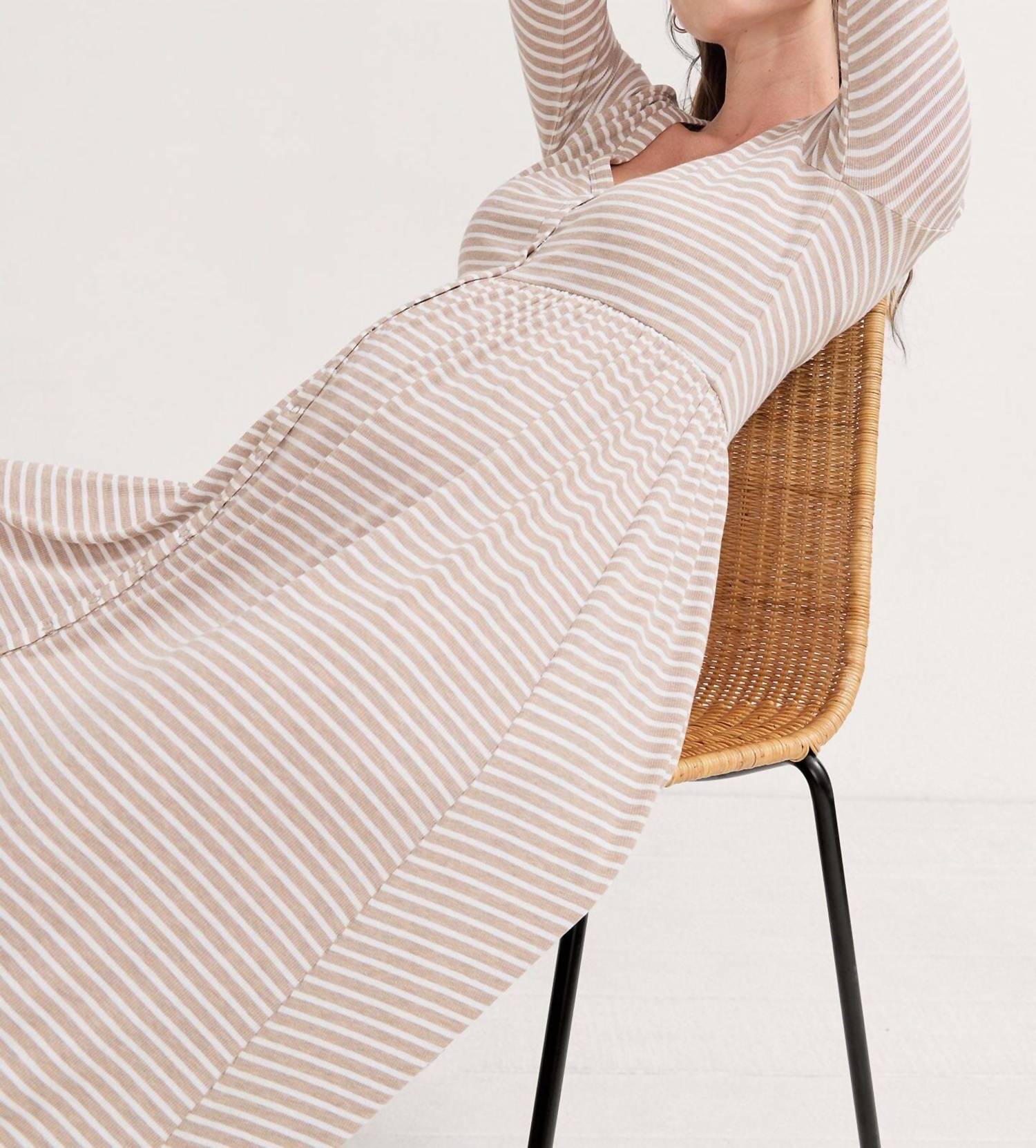 Hatch - The Softest Rib Nursing Maxi Dress - brown - clothing - dresses