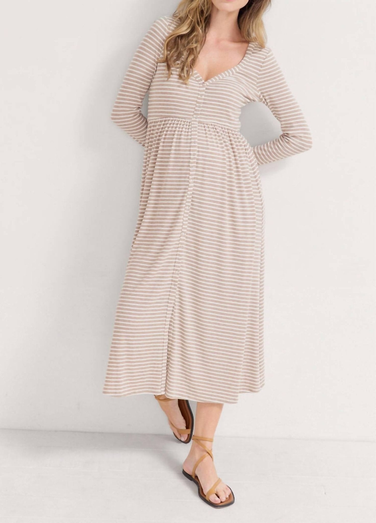 Hatch - The Softest Rib Nursing Maxi Dress - brown - clothing - dresses