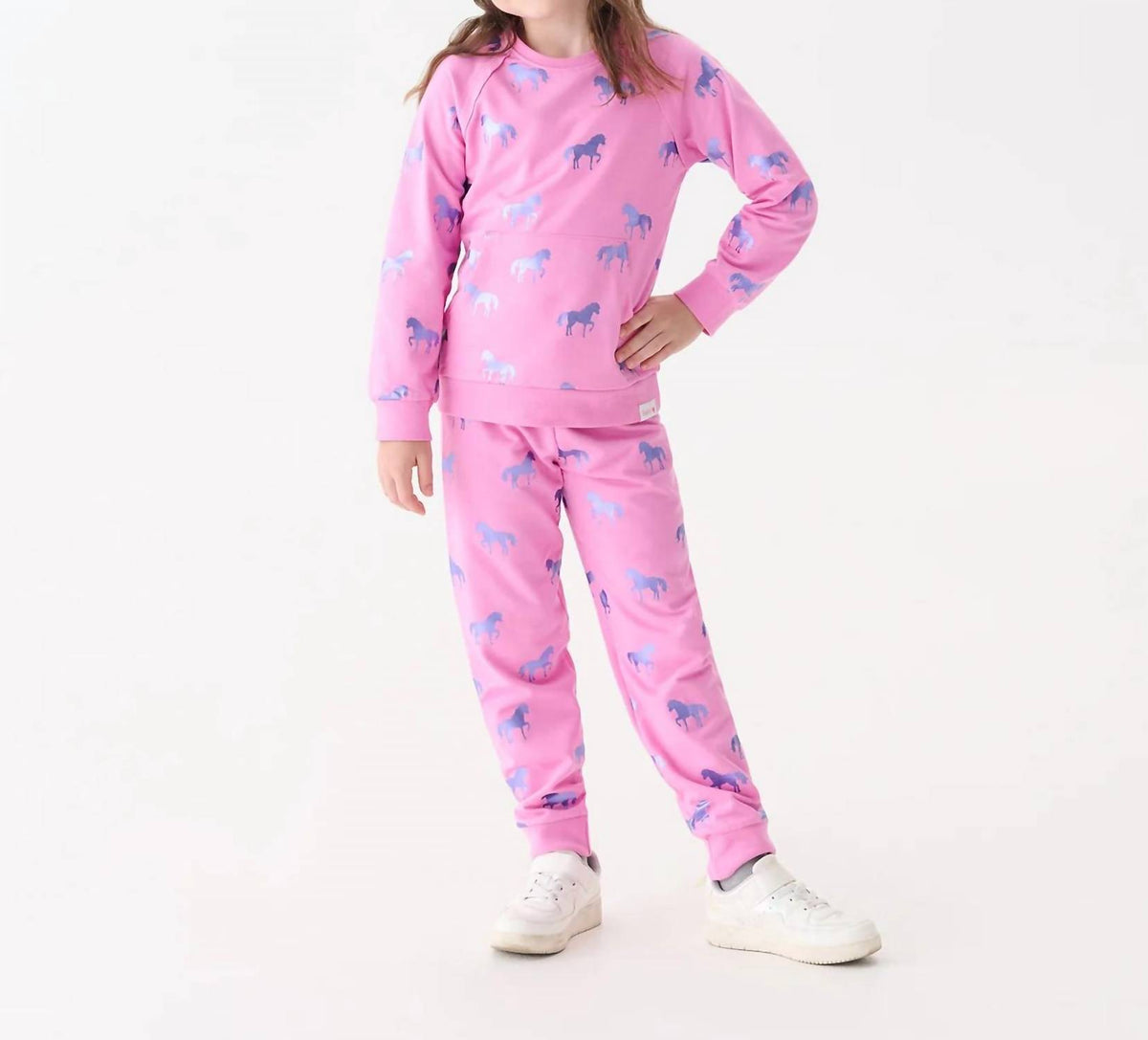 Hatley - Shimmer Horses Raw Edge Pullover
