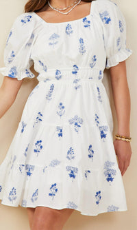 Hayden La - Bea Squareneck Short Sleeve Mini Dress