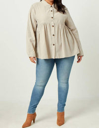 Hayden La - Corduroy Button Up Peplum Shirt