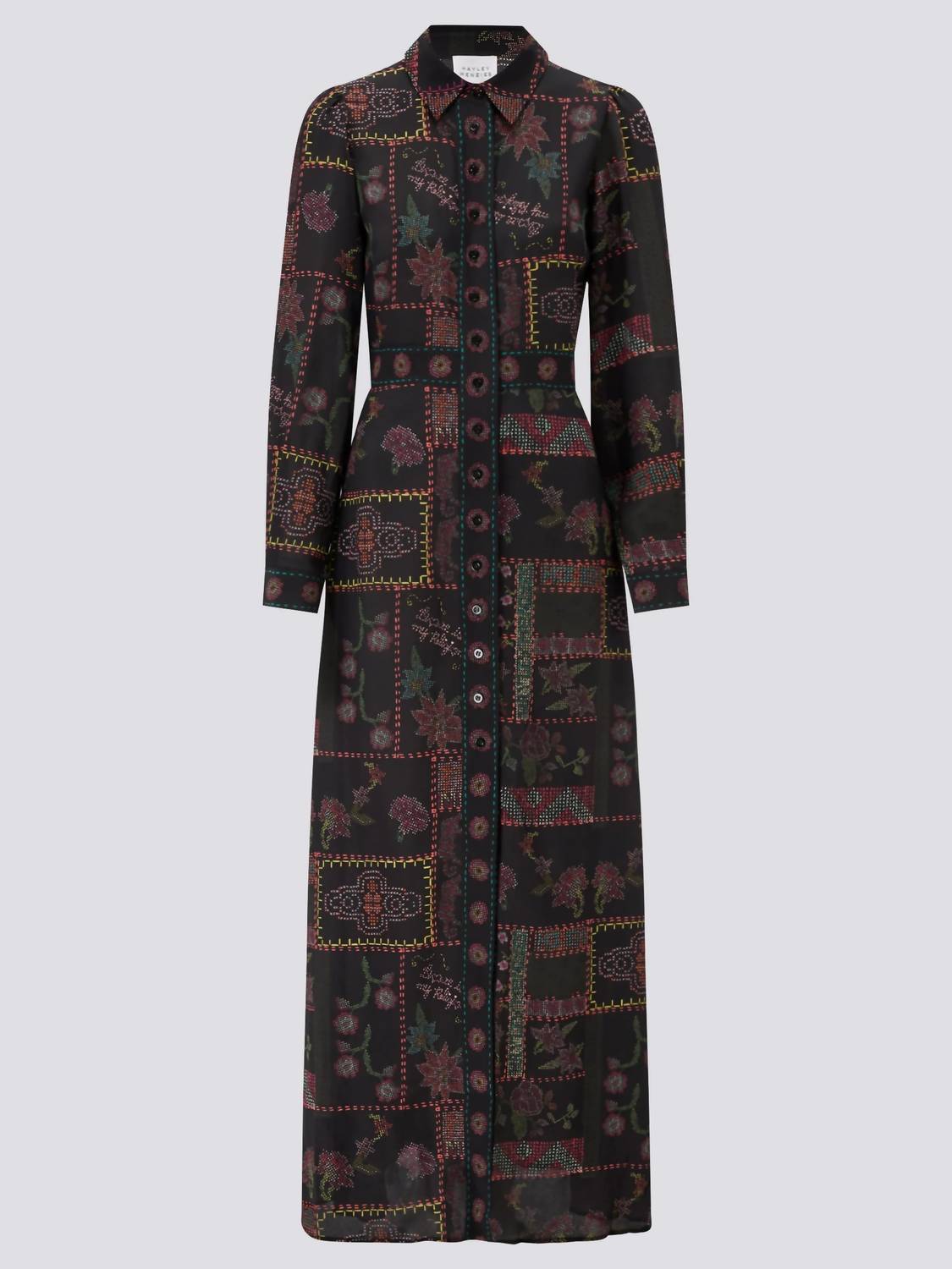 Hayley Menzies - Aida Long Sleeve Silk Maxi Dress - black - clothing - dresses