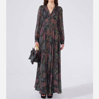 Hayley Menzies - Zina Printed Metallic - silk Maxi Dress - black - clothing - dresses