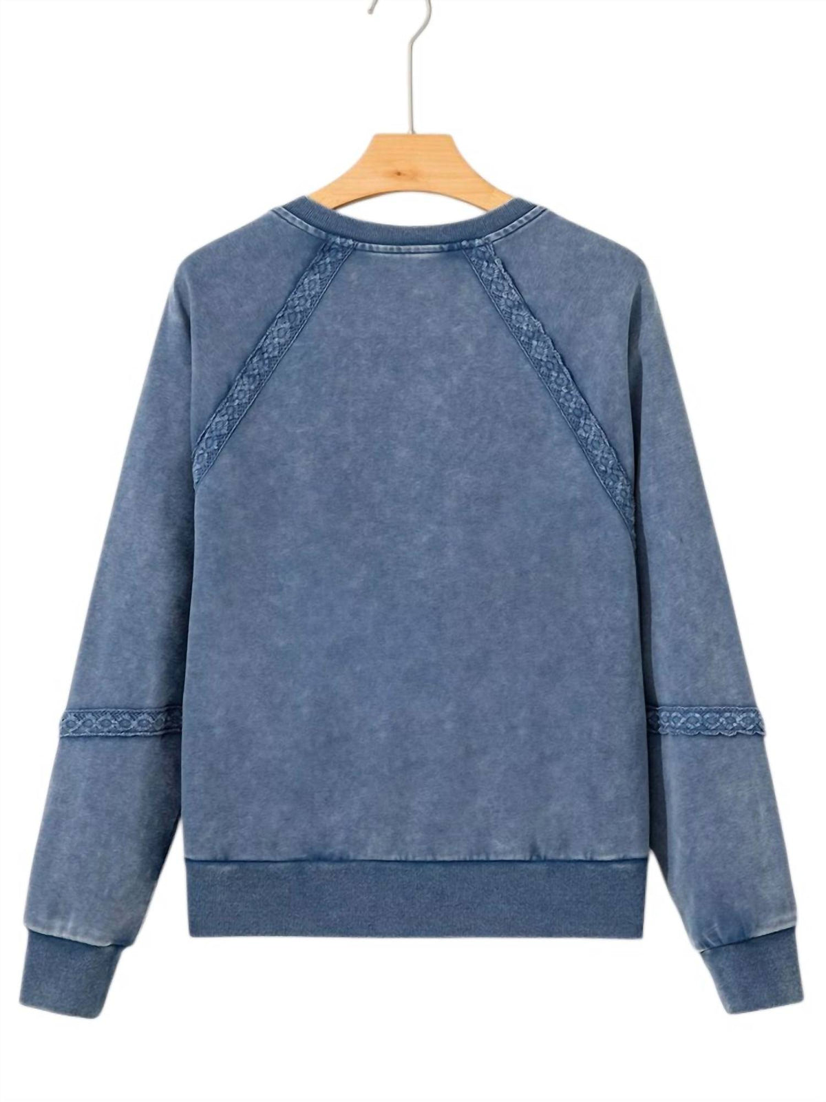 Hazel Blues - Lace Patchwork Mineral Wash Sweatshirt