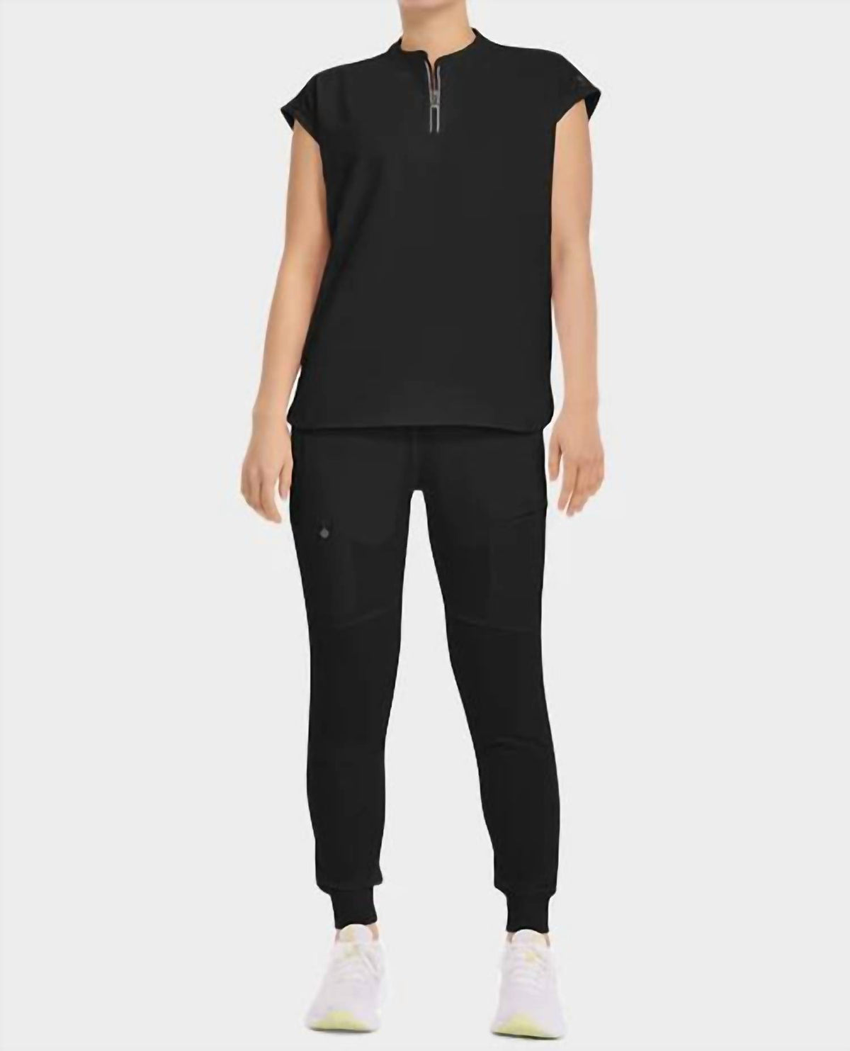Healing Hands - Sandy Zip Mandarin Collar Top