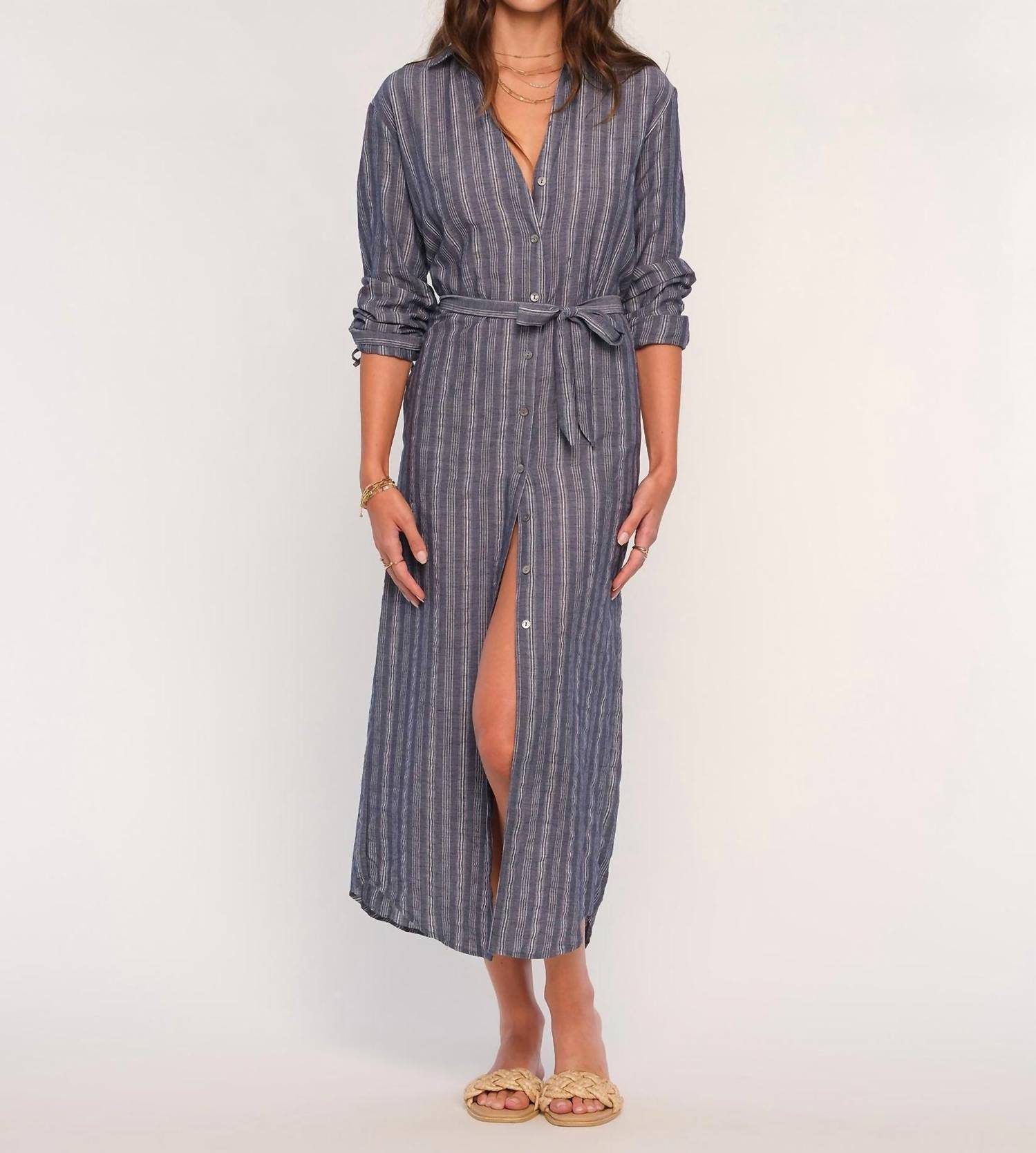 Heartloom - Bardot Midi Dress - blue - clothing - cotton - blend