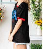 Heimish Usa - Americana Patriotic Flag Theme USA Short Sleeve Top Black - black - clothing - graphic