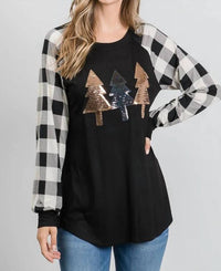 Heimish Usa - Buffalo Plaid Sequin Tree Top