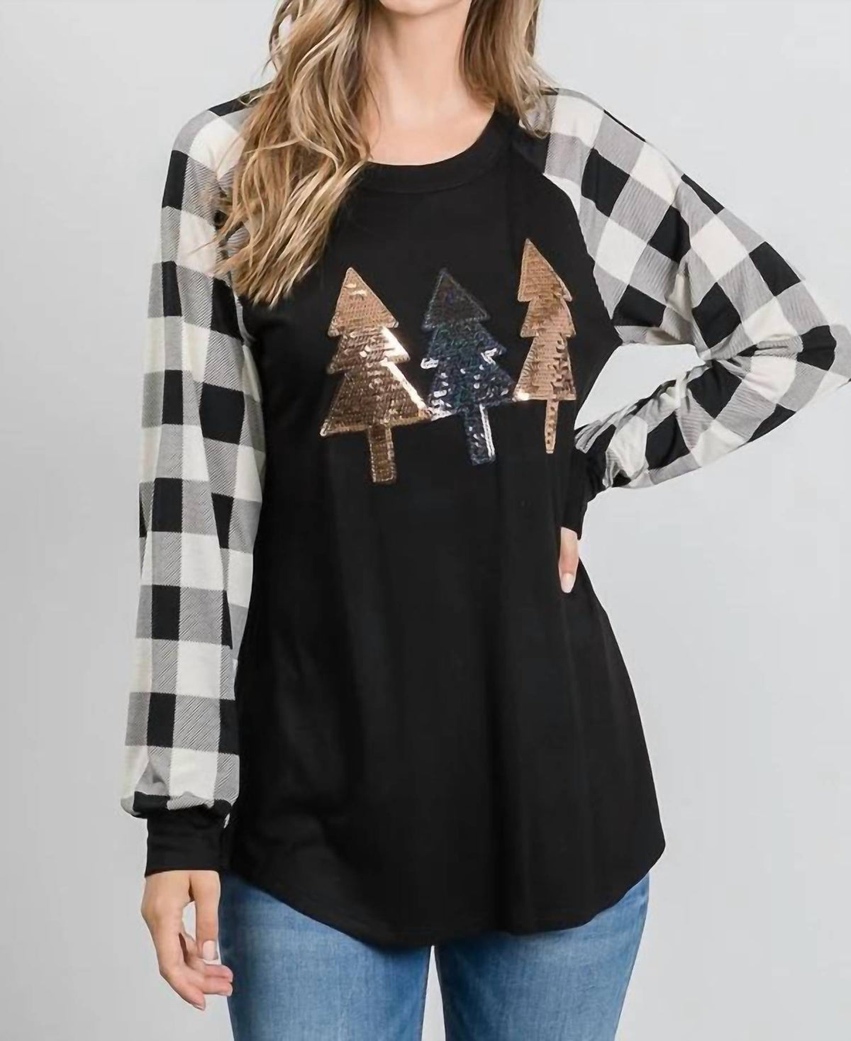 Heimish Usa - Buffalo Plaid Sequin Tree Top