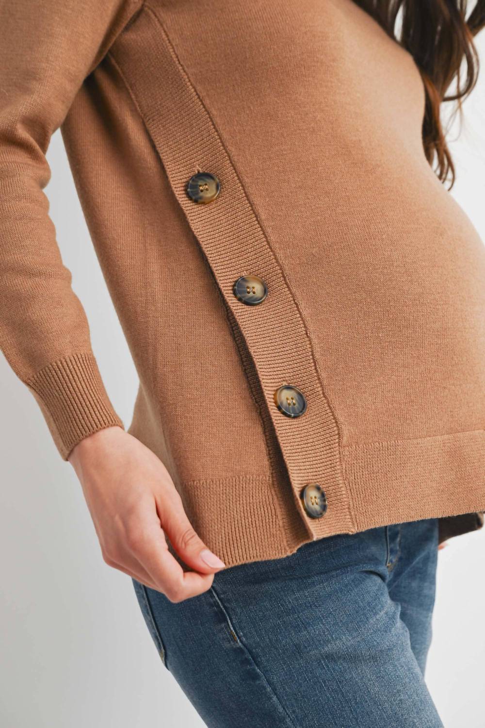 Hello Miz - Button Side Maternity Nursing Pullover Sweater