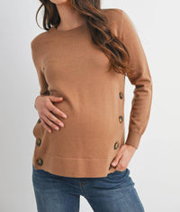 Hello Miz - Button Side Maternity Nursing Pullover Sweater