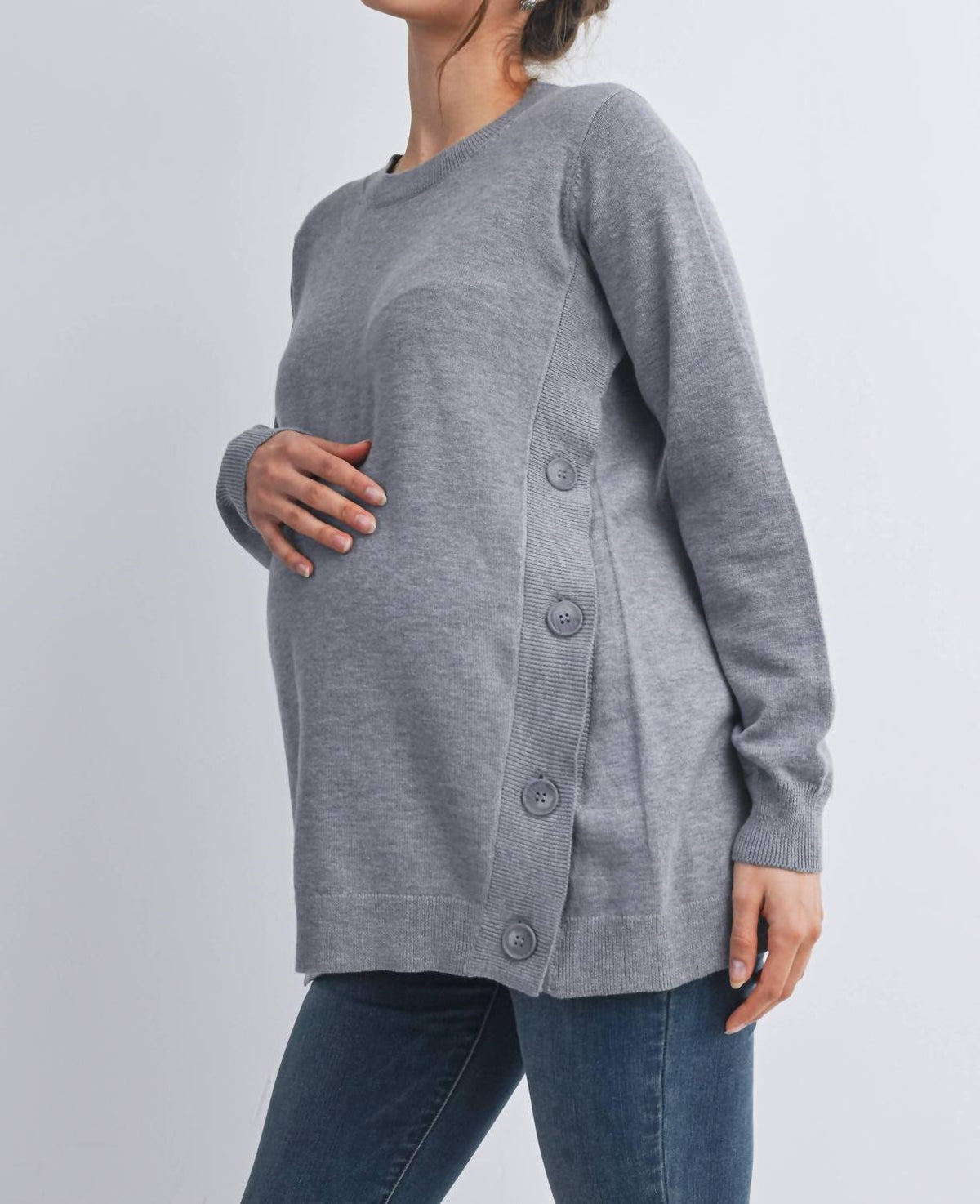 Hello Miz - Button Side Maternity Nursing Pullover Sweater