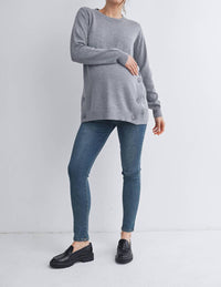 Hello Miz - Button Side Maternity Nursing Pullover Sweater