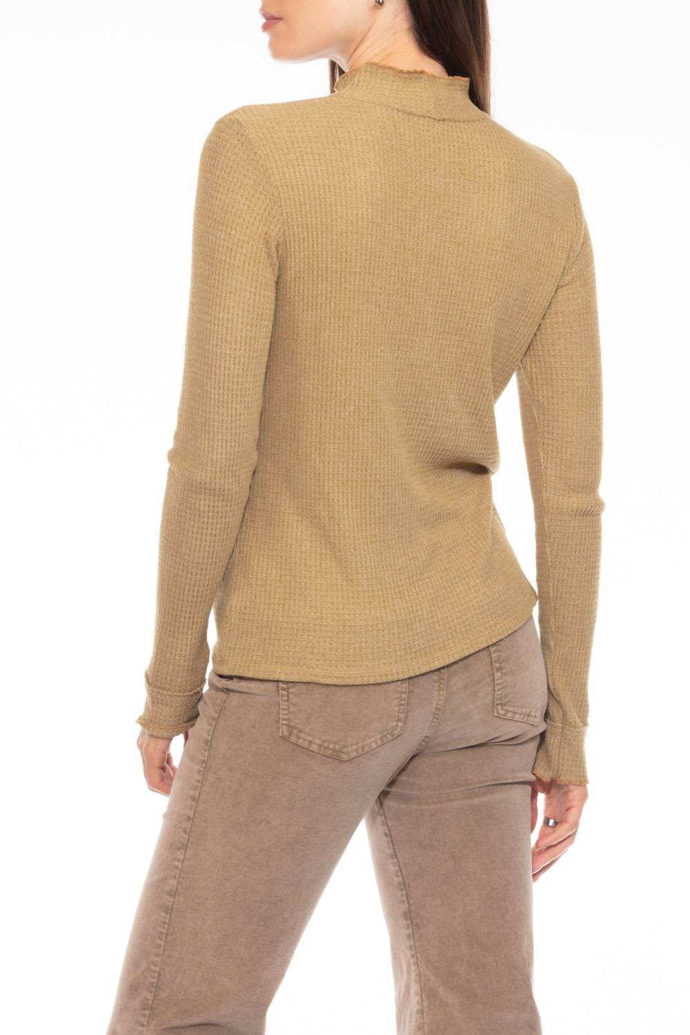 Hello Nite - Lush Waffle Knit Mock Neck Top