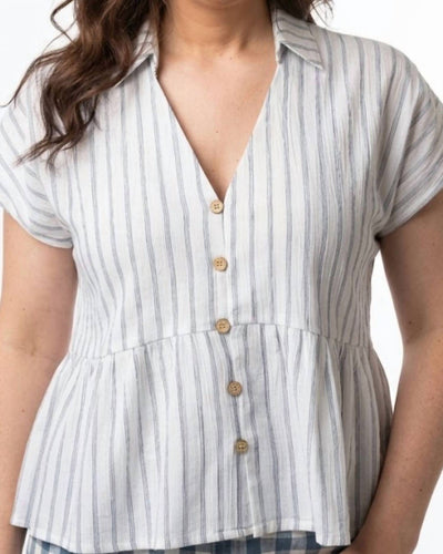 Hem & Thread - Button Front Striped Top
