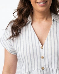 Hem & Thread - Button Front Striped Top